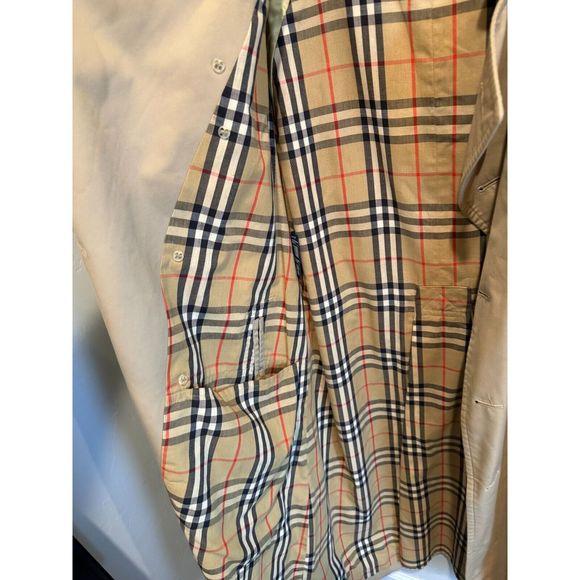 Vintage Burberry’s Nova Check Trench Coat Mens 40R Beige Belted D-Rings USA - Picture 9 of 14